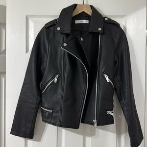 Mango, size M, black biker leather jacket